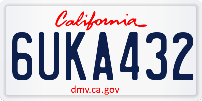 CA license plate 6UKA432
