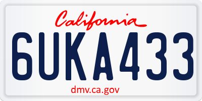 CA license plate 6UKA433