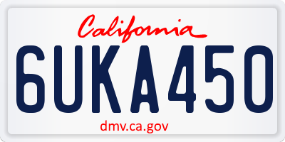CA license plate 6UKA450