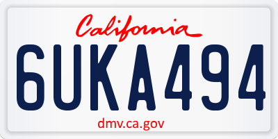 CA license plate 6UKA494