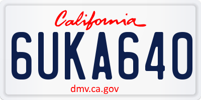 CA license plate 6UKA640