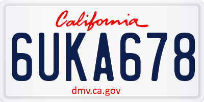 CA license plate 6UKA678