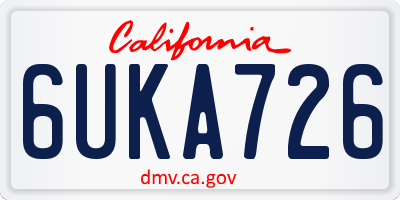 CA license plate 6UKA726