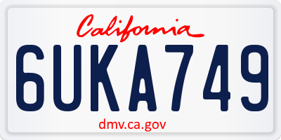 CA license plate 6UKA749