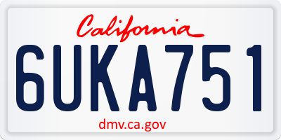 CA license plate 6UKA751
