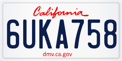 CA license plate 6UKA758