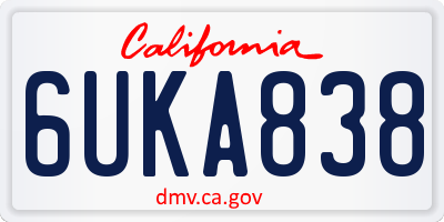 CA license plate 6UKA838