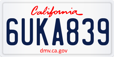 CA license plate 6UKA839