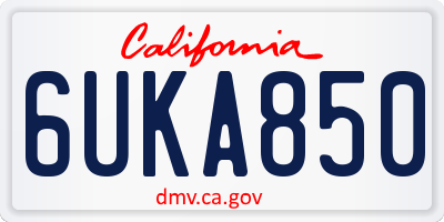 CA license plate 6UKA850