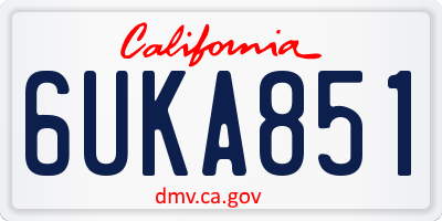 CA license plate 6UKA851