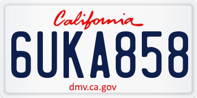 CA license plate 6UKA858