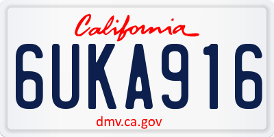 CA license plate 6UKA916