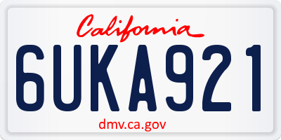 CA license plate 6UKA921