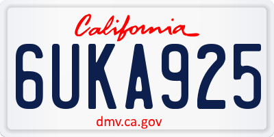 CA license plate 6UKA925