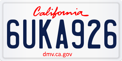 CA license plate 6UKA926