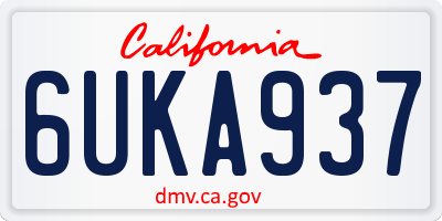 CA license plate 6UKA937