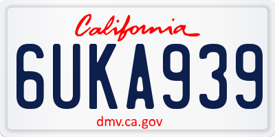 CA license plate 6UKA939