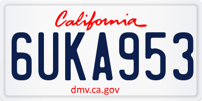CA license plate 6UKA953