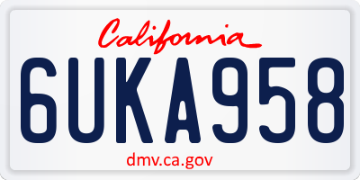 CA license plate 6UKA958