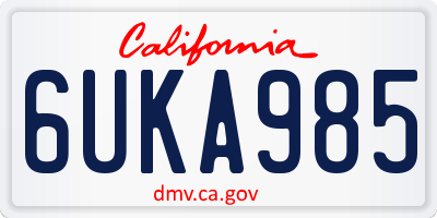 CA license plate 6UKA985