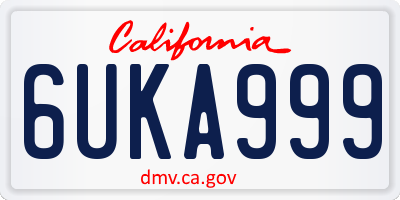 CA license plate 6UKA999