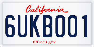 CA license plate 6UKB001