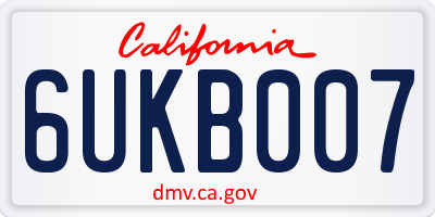 CA license plate 6UKB007