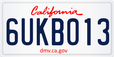CA license plate 6UKB013