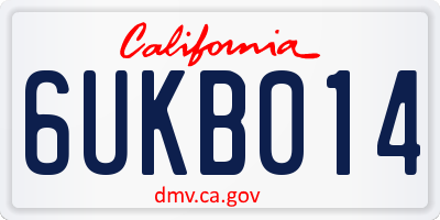 CA license plate 6UKB014