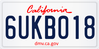 CA license plate 6UKB018
