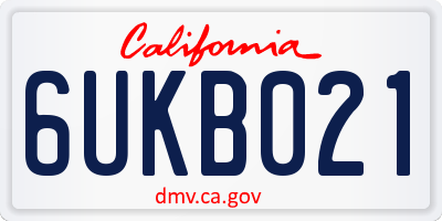 CA license plate 6UKB021
