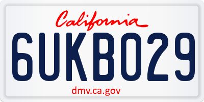 CA license plate 6UKB029