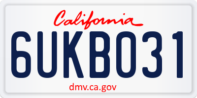 CA license plate 6UKB031