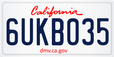 CA license plate 6UKB035