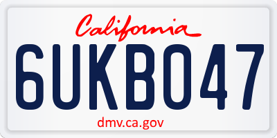 CA license plate 6UKB047