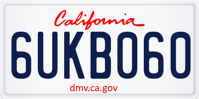 CA license plate 6UKB060