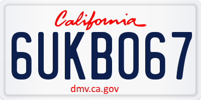 CA license plate 6UKB067