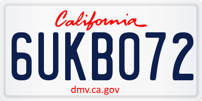 CA license plate 6UKB072