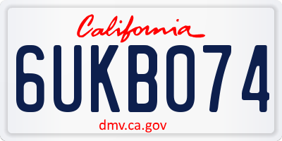 CA license plate 6UKB074