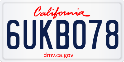 CA license plate 6UKB078
