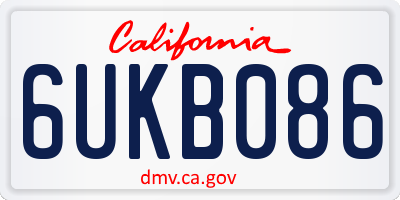 CA license plate 6UKB086