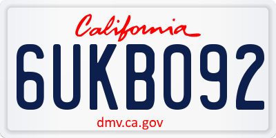 CA license plate 6UKB092