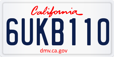 CA license plate 6UKB110