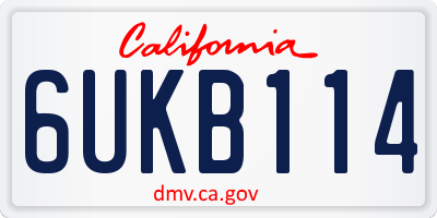 CA license plate 6UKB114