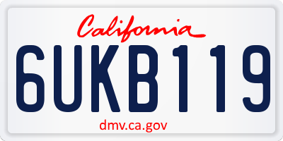 CA license plate 6UKB119