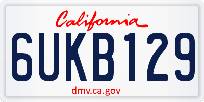 CA license plate 6UKB129