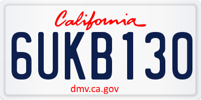 CA license plate 6UKB130