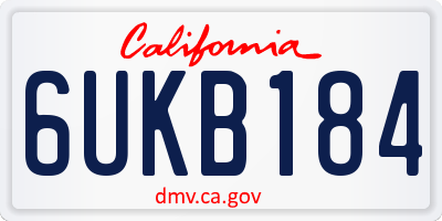 CA license plate 6UKB184