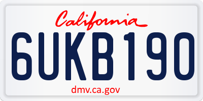 CA license plate 6UKB190