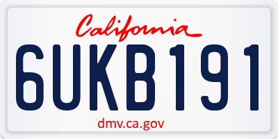 CA license plate 6UKB191